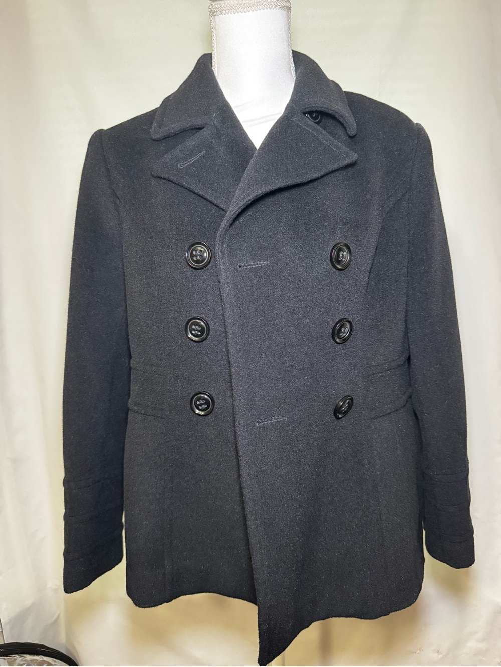 St. John's Bay Women's Double-Breasted Peacoat - Black